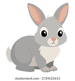 Lindo icono de conejo de bebé de Pascua esponjoso sobre fondo blanco. Ilustración vectorial festiva de conejo que simboliza la primavera, Pascua. Adecuado para tarjetas de felicitación, decoraciones, diseños de niños.