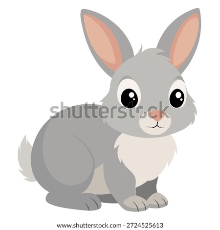Cute fluffy Easter baby bunny icon on white background. Festive vector illustration of rabbit symbolizing spring, Easter. Suitable for greeting cards, decorations, children’s designs.
