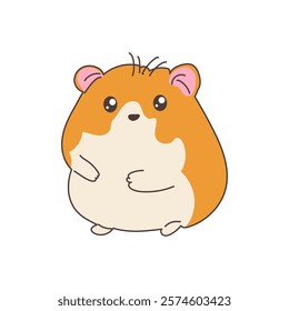 Cute fluffy hamster in flat design. Adorable domestic furry rodent pet. Vector illustration isolated.