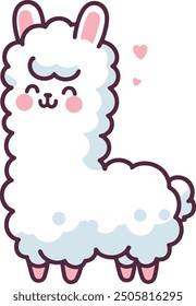 cute fluffy llama cartoon illustration