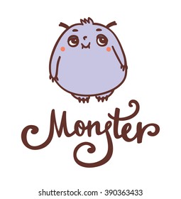 Cute fluffy monster in vector