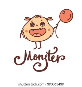 Cute fluffy monster in vector