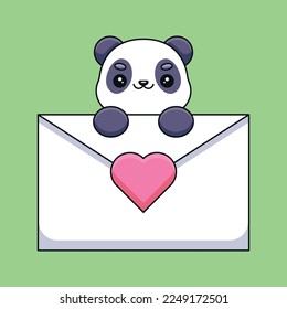 A cute and fluffy Panda holds a love letter with a heart on it, expressing their love and affection in a charming and endearing way to a special someone.