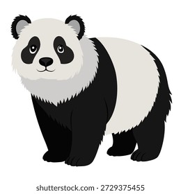 Panda fofo bonito de pé corpo inteiro. Adorável ilustração de desenho animado de um animal asiático amigável. Personagem suave e encantador perfeito para livros infantis, adesivos, mascotes e projetos decorativos.