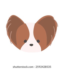 Cute fluffy Papillon icon illustration Hand-drawn illustration