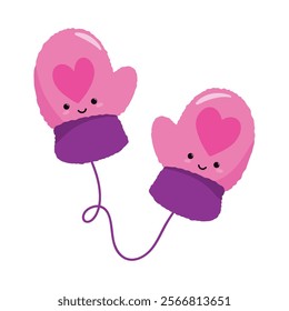Cute Fluffy Pink Mittens Gloves
