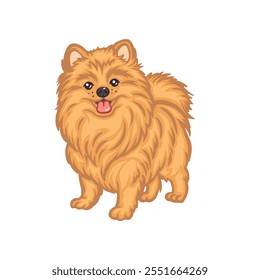 cute fluffy red spitz pomeranian dog vector illustration