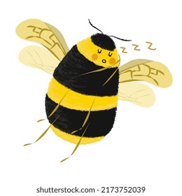 Cute fluffy schlafende Hummel Vektorgrafik