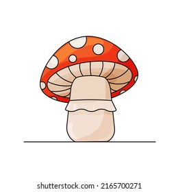 Cute fly agaric. Funny fairy mushroom. Children's flat vector illustration on a white background