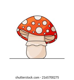 Cute fly agaric. Funny fairy mushroom. Children's flat vector illustration on a white background