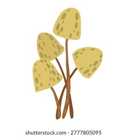 Cute fly agaric mushroom illustration in whimsical woodland style with soft pastel colors.