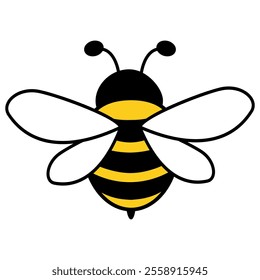 Cute fly bee. Honeybee insect character. Vector illustration on white background.