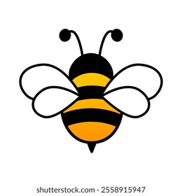 Cute fly bee. Honeybee insect character. Vector illustration on white background.