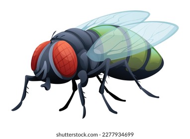 Cute fly cartoon illustration isolated on white background