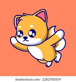 Cute fly dog cartoon icon illustration
