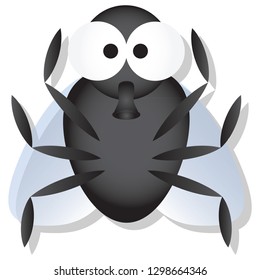 Cute Fly with googly eyes, vector Illustration