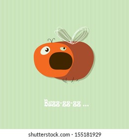 Cute fly. Vector card