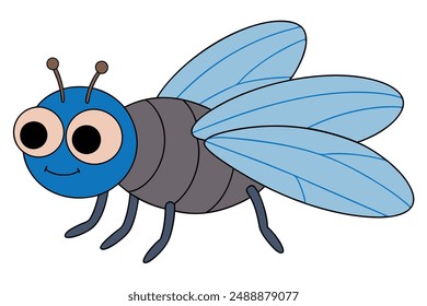 Cute Fly Vector Illustration - Cartoon Line Art Clipart Design
