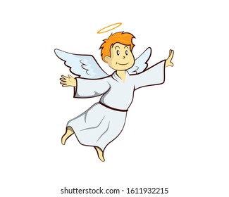 Cute Flying Angel Illustration with Cartoon Style