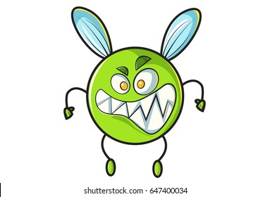 Cute Flying Ball Disgusted. Vector Illustration. Isolated on white background.