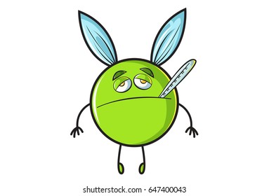 Cute Flying Ball Sick. Vector Illustration. Isolated on white background.