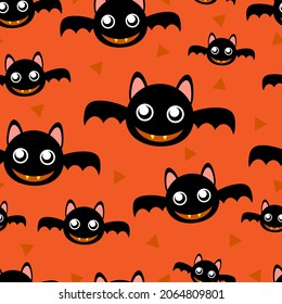 Cute flying bats seamless pattern. Vector seamless background for Halloween. Creative vector Halloween pattern with the bat