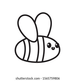cute flying bee cartoon on white background vector illustration thick line cute flying bee cartoon on white background vector illustration thick line