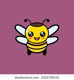 Cute flying bee Cartoon Vector Icon Illustration. Animal Nature Icon Concept Isolated. Flat Cartoon Style