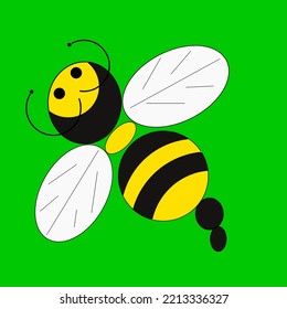 a cute flying bee on a plain background