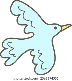 Cute flying bird doodle in sketch style. Vector Illustration.