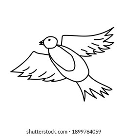 Cute flying bird hand drawn vector illustration. Doodle skylark bird. Isolated on white background.