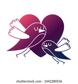 cute flying birds heart in love romance