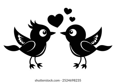 cute flying birds holding heart Image of birdies in simple style