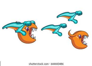 Cute Flying Cartoon Game Character. A vector game art character design ready for animation - all limbs or parts of body are fully customizable.