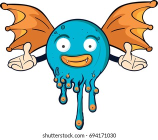 Cute flying cartoon monster
