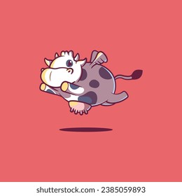 Cute Flying Cow character vector illustration. Funny, animal, mascot design concept.