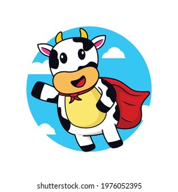 Cute Flying cow with heroes cloak