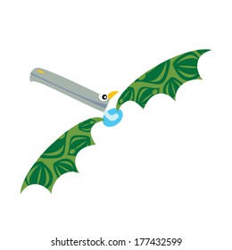 cute flying dinosaur isolated vector