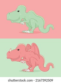 cute flying dragon and dinosaur cartoon mascot vector