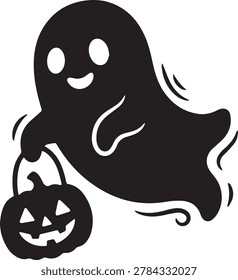 Cute flying ghost holding
