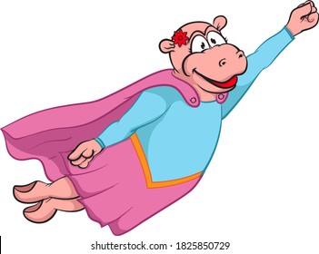 Cute flying hippopotamus character for your designs