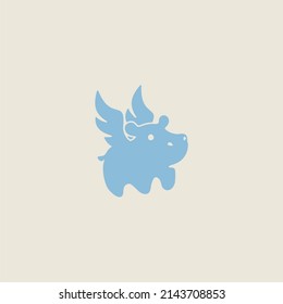 The cute Flying hippopotamus logo vector icon illustration design in light backgrounds