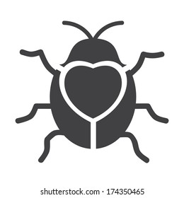 Cute flying Ladybug. Heart shape with bug. Vector