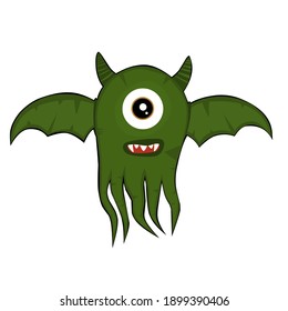 cute flying monster cartoon or mascot on white background, simple vector design