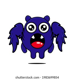 cute flying monster design mascot kawaii