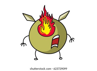 Cute Flying Monster Furious. Vector Illustration. Isolated on white background.