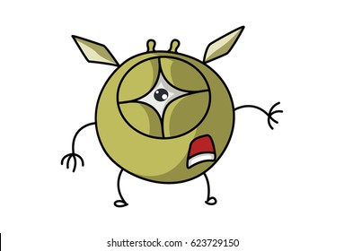 Cute Flying Monster . Vector Illustration. Isolated on white background.