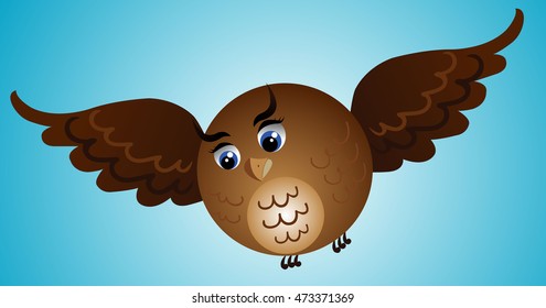 Cute Flying Owl Brown Round Stock Vector (Royalty Free) 473371369 ...