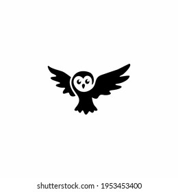 cute flying owl cartoon logo vector illustration. Emblem design on white background