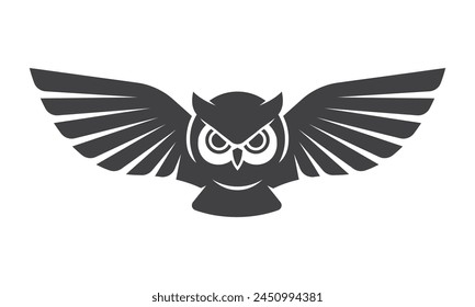 Cute flying owl symbol. Animal cartoon mascot. Flying owl vector sign. Owl icon. Owl logo design template. Vector illustration